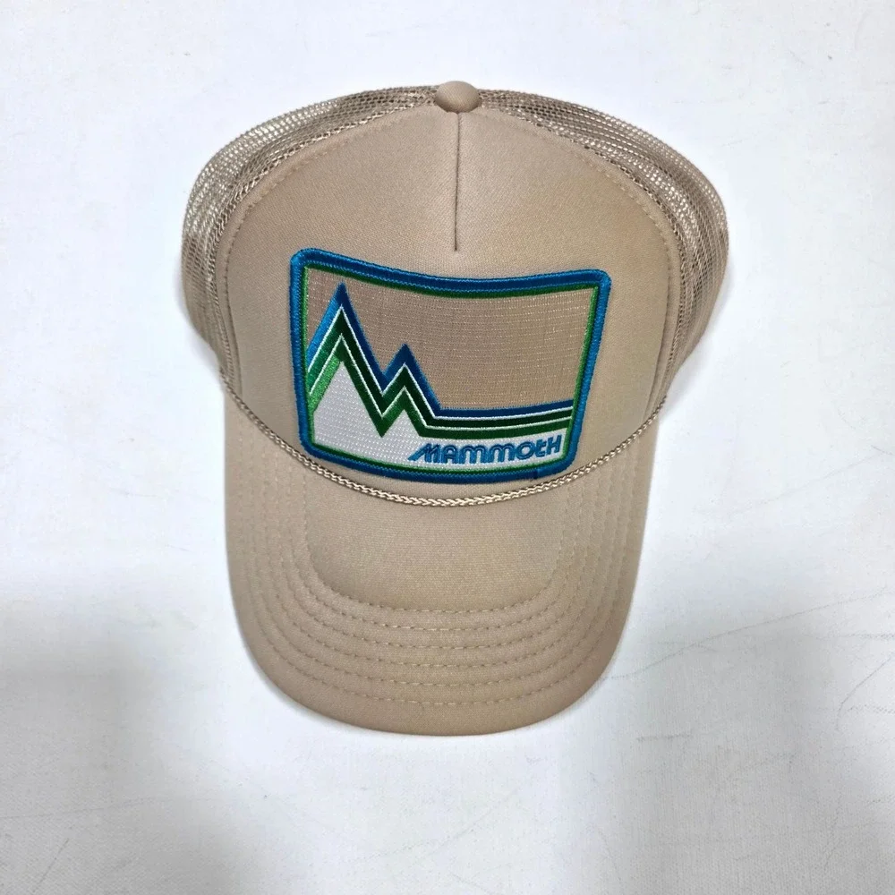 Otto Trucker Hat Tan Mammoth Mountain Patch Mesh Snapback Cap 32-467 Ski